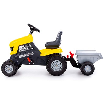 Каталка трактор с педалями "Turbo" (жёлтая) с полуприцепом 89328 П-Е /1/ в Самаре