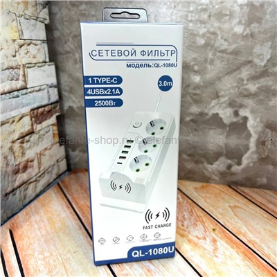 Сетевой фильтр-удлинитель QL-1080U 3M White (96)