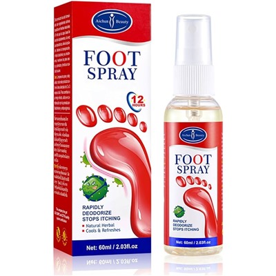 AICHUN BEAUTY  Спрей для ног FOOT Spray 12ч Против Зуда, Антибактериальный, Дезодорирующий  60мл  (AC-2041)