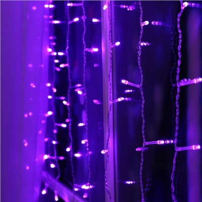Гирлянда «Занавес» 1.5 × 1 м, IP20, прозрачная нить, 180 LED, свечение фиолетовое, 8 режимов, 220 В