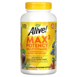 Nature's Way, Alive! Max3 Potency, мультивитамины повышенной эффективности, без добавления железа, 180 таблеток