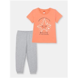CSKG 50059-28 Комплект для девочки (футболка, брюки), коралловый