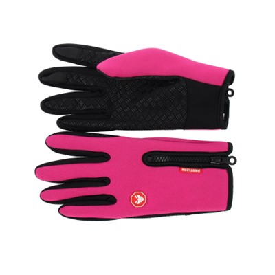 Велосипедные перчатки PARTIZAN теплые осень/зима с замком /A0001 / Размер S / Цвет: Розовый
