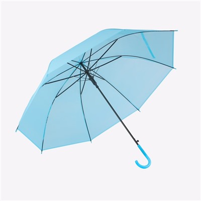 УЦЕНКА Зонт - трость полуавтоматический «Однотон», 8 спиц, R = 46 см, цвет голубой