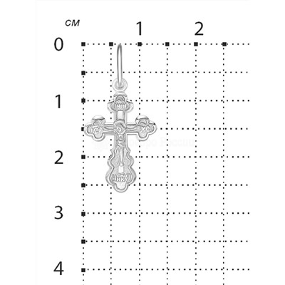 Крест из серебра родированный - 2,6 см 925 пробы Шт-17 р