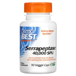 Doctor's Best, серрапептаза Best, 40 000 SPU, 90 вегетарианских капсул