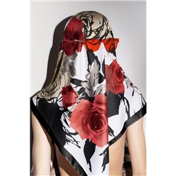 Платок большой шелковый аксессуар на плечи на голову платок женский шаль с принтом "Шелковый путь" Nothing Shop #923997