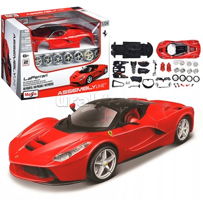 DIY машинка с отверткой die-cast  LaFerrari, 1:24, красная, открывающиеся двери