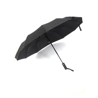 Зонт муж ТриСлона-M 8120,  R=58см,  3слож,  суперавт,  12спиц,  прямая ручка,  полиэстер,  черный 244411