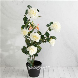 Искусственный цветок в горшке Белоснежная Роза Меррил 80 см (Kaemingk)