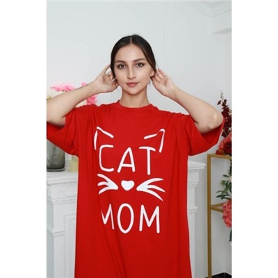 Стильное длинное платье CAT MOM красное WB