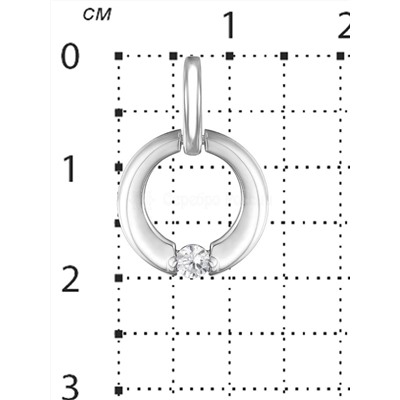 Подвеска из серебра с фианитом родированная 925 пробы П-3878рс200