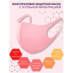 Маска Защитная многоразовая Угольный Фильтр (персиковая) (Сертификат РОСС 0477246 от 13.04.2020)