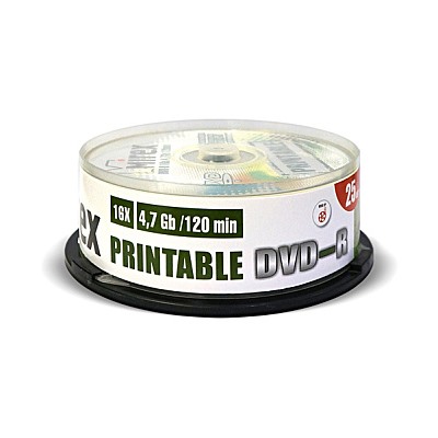 DVD-R Mirex Printable Ink-Jet 16X 4,7GB (без бренд-надписи)  Cake box 25 (25/300)