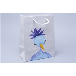 Сумочка подарочная матовая (18x23x10см) Синяя птичка