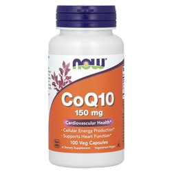 NOW Foods, CoQ10, 150 мг, 100 растительных капсул