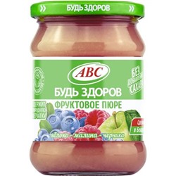 "АВС" Пюре яблоко-черника-малина , (450 г.)