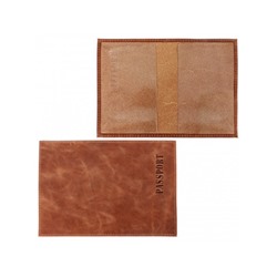 Обложка для паспорта Premier-О-8 натуральная кожа коричневый св.пулл-ап (40)  203920