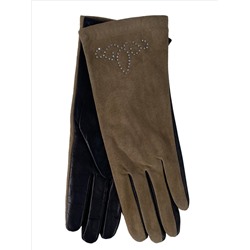 Комбинированные женские перчатки, цвет темно-бежевый