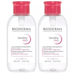 Биодерма Набор: мицеллярная вода H2O, помпа, 2х500 мл (Bioderma, Sensibio)