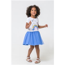 Платье  для девочки  К 5660/св.серый меланж,голубой сапфир