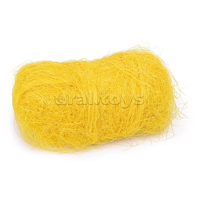 Волокно сизалевое натуральное 50 г, желтое, в пластиковом пакете с блистерным подвесом