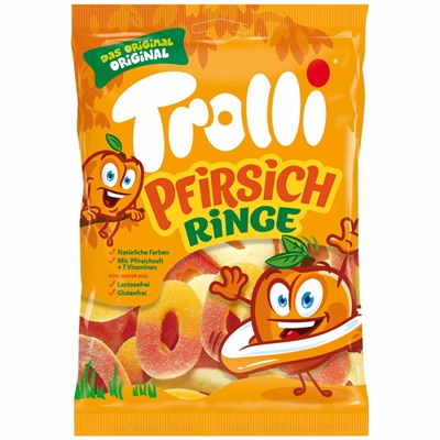 Жевательный мармелад Trolli Pfirsichringe (персиковые кольца) 150 гр