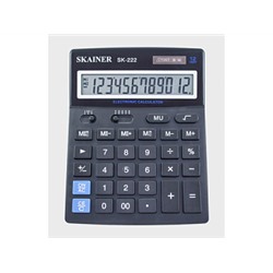 Калькулятор Skainer SK-222 боль. наст. кальк. (пл., 12 разрд., 2 пит., 2 пам., чер. 140 x 176 x 45 м