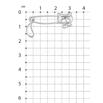Булавка из серебра с фианитами родированная - Кошки 925 пробы В-0035-Р