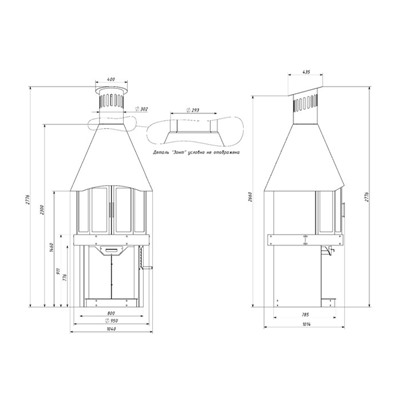 Гриль камин Grillux Suomi Grill Fireplace, 280х103х100 см, сталь 2мм, шамот, термокраска, жаропрочно