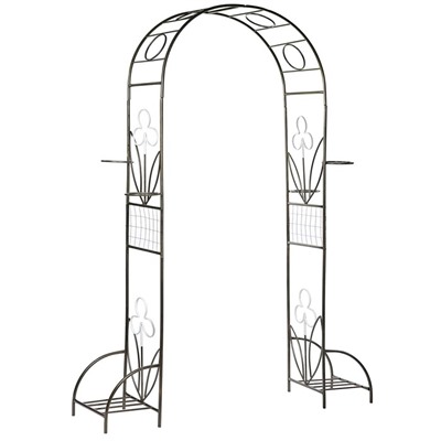 Арка садовая, разборная, 240 × 170 × 40 см, с горшками, металл, зелёная, «Цветок»