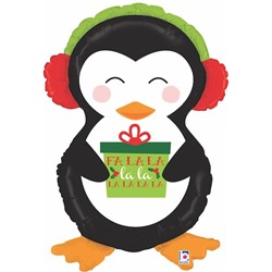 Шар Фигура, Пингвин с новогодним подарком (в упаковке)