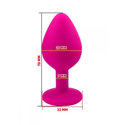Пробка силиконовая розовая с фиолетовым стразом 7,1 х 2,8 см 47119-MM