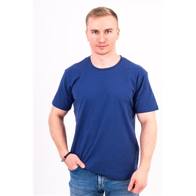 Мужская футболка 5445 однотонная Темно-синий