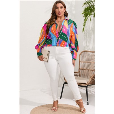 Multicolor Flora Print Plus Size Shirt