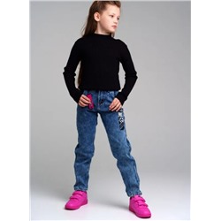 32321251 Брюки текстильные джинсовые утепленные флисом для девочек