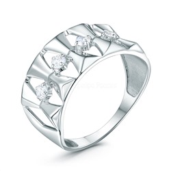 Кольцо из серебра с фианитами родированное 3101018498