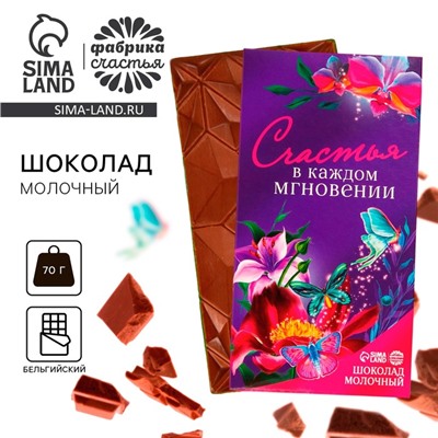 УЦЕНКА Молочный шоколад "Счастья в каждом мгновении", 70 г