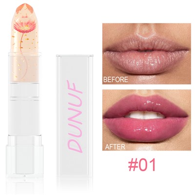 Желейная губная помада с сушеным цветком, меняющая цвет DUNUF color changing lipstick 01