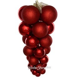 Гроздь из пластиковых шаров Almansora 50 см красная (Winter Deco)