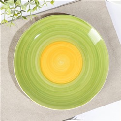 Тарелка керамическая десертная Доляна «Подсолнух», d=19 см, цвет зелёный