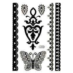 Тату для тела переводные Henna&Lace Tattoo , 012 б/н черные