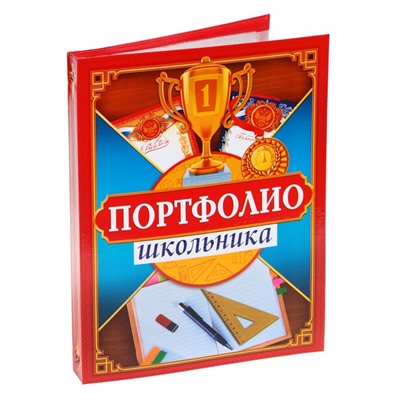 Папка на кольцах на Выпускной «Портфолио школьника», 13 листов-разделителей, 24,5 х 32 см