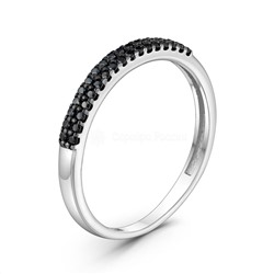 Кольцо из серебра с нат.чёрной шпинелью родированное 925 пробы К-7192р416