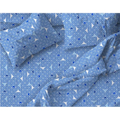 Комплект постельного белья 2-спальный, бязь "Комфорт" (Треугольники, светло-синий)