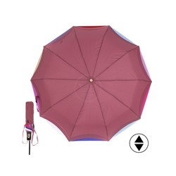 Зонт женский ТриСлона-L 3110 B/B,  R=58см,  суперавт;  10спиц,  3слож,  эпонж,  черный каркас,  розовый/радуга 249155