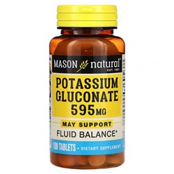 Mason Natural, Potassium Gluconate, 595 mg, 100 Tablets