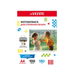 Фотобумага для стуйной печати "de VENTE" А4,100л,180гр/м2, мат.односторон.в пл.пак.2042905