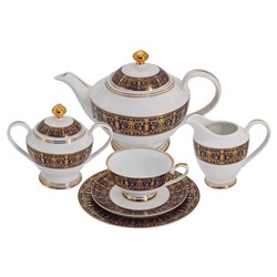 Сервиз чайный "Византия" 23 предмета на 6 персон (6 чашек 0,2л, 6 блюдец,6 тарелок 19см, чайник с кр