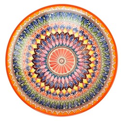 Ляган 38см, плоский Риштанская керамика оранжевый